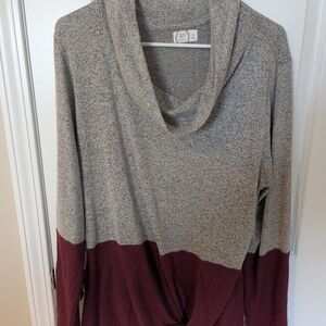 Women's Two-Tone Cowl Neck Sweater